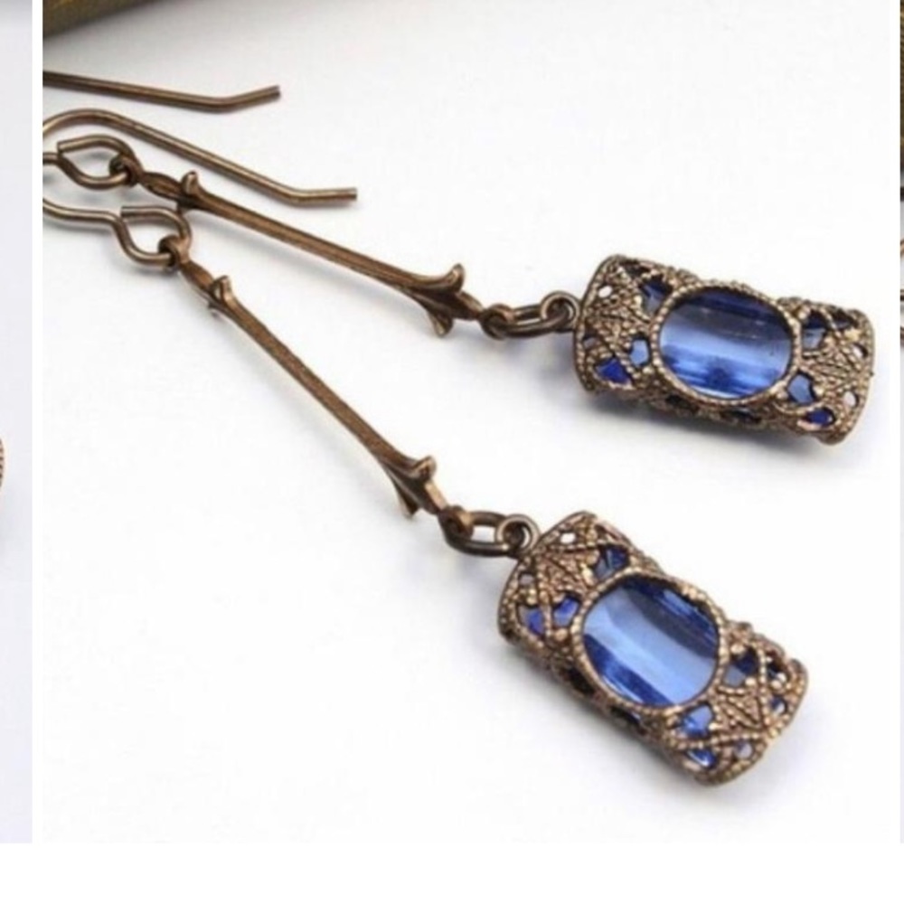Blue boho style earrings
